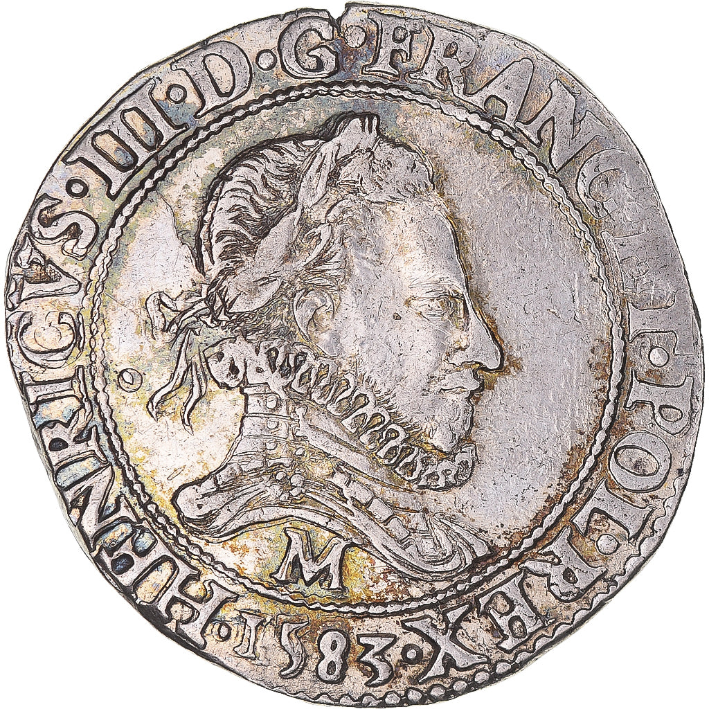 Münze, Frankreich, Henri III, Franc au Col Fraisé, 1583, Toulouse, SS, Silber