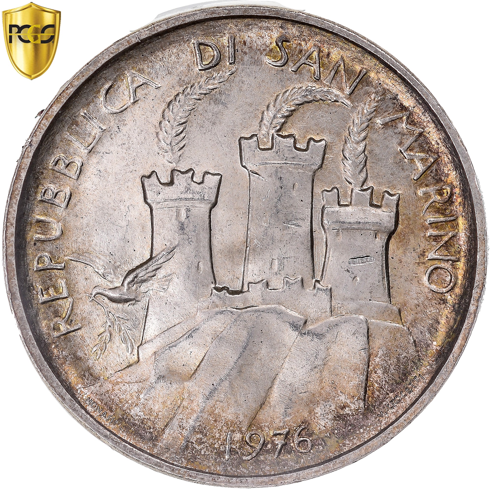 Coin, San Marino, 500 Lira, 1976, Rome, PCGS, MS67, MS(65-70), Silver, KM:59