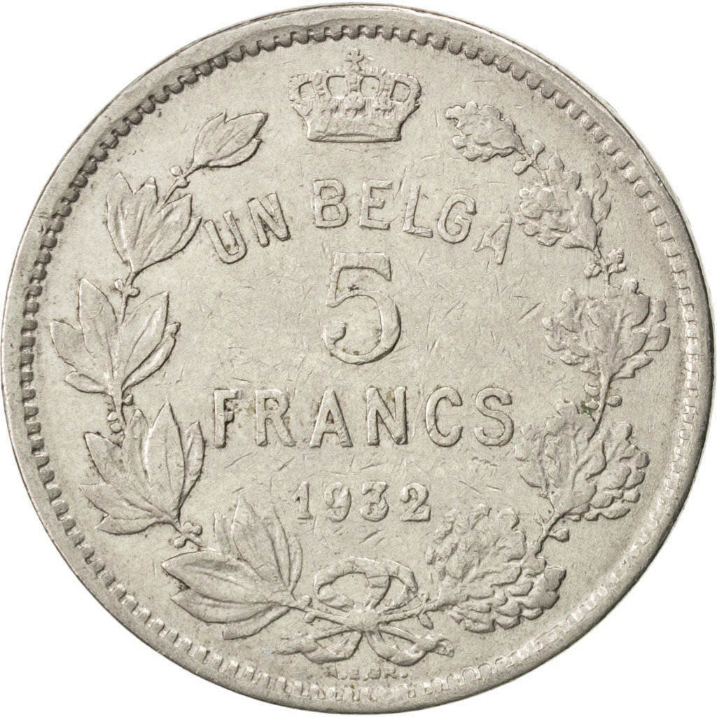 Coin, Belgium, 5 Francs, 5 Frank, 1932, EF(40-45), Nickel, KM:97.1