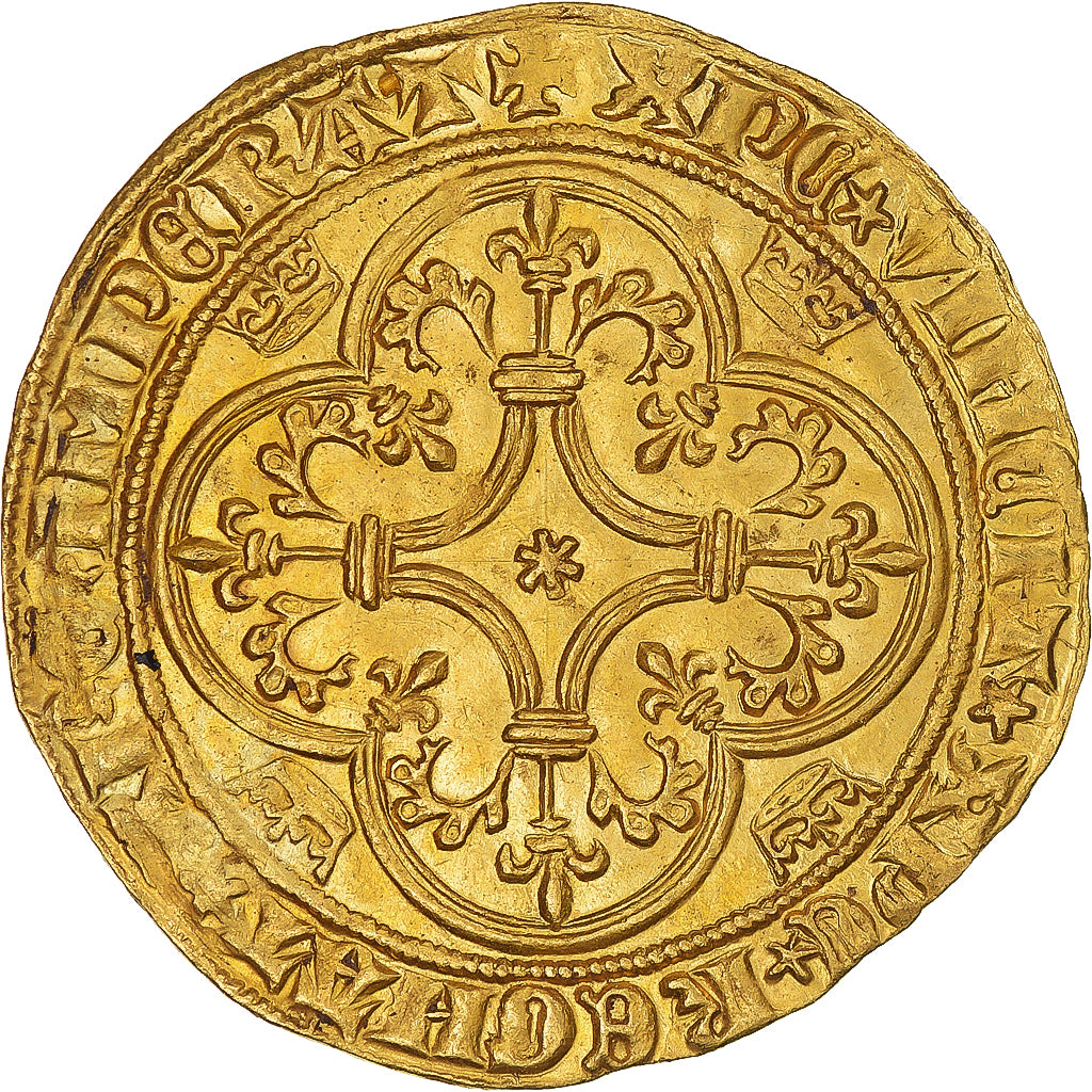 Coin, France, Charles VI, Écu d'or à la couronne, 1385-1388, 1st emission