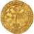 Moeda, França, Henri VI, Salut d'or, 1423-1449, Rouen, 2nd Emission, AU(50-53)