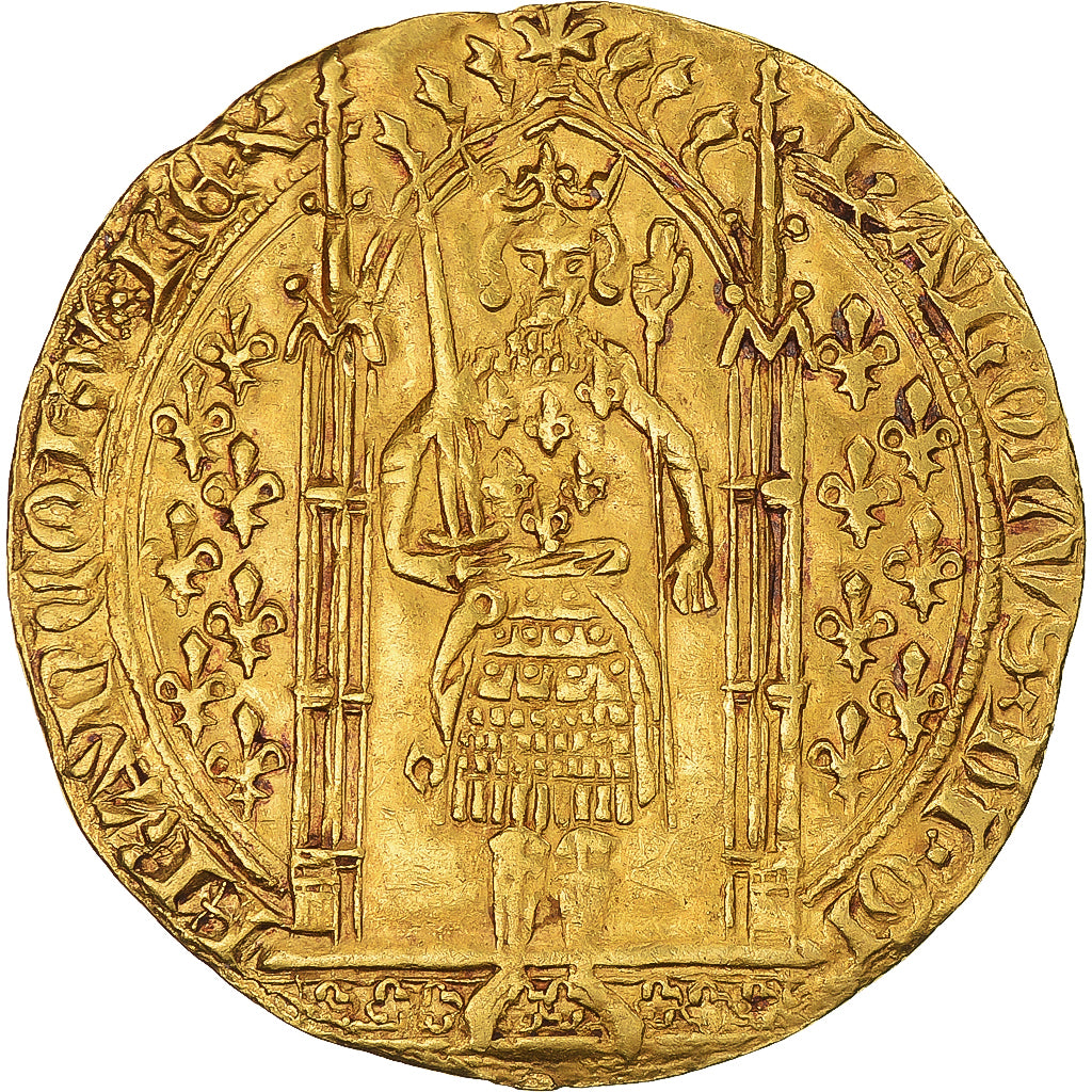Münze, Frankreich, Charles V, Franc à pied, 1364-1380, SS+, Gold, Duplessy:360