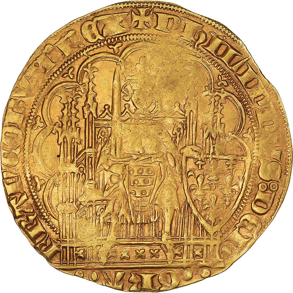 Moneda, Francia, Philippe VI, Ecu d'or à la chaise, 1349-1350, 6th emission
