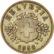 SWITZERLAND, 20 Rappen, 1858, Bern, KM #7, AU(50-53), Billon, 3.10