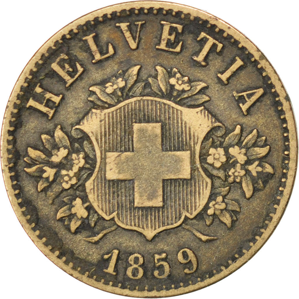 SWITZERLAND, 20 Rappen, 1859, Bern, KM #7, EF(40-45), Billon, 3.23