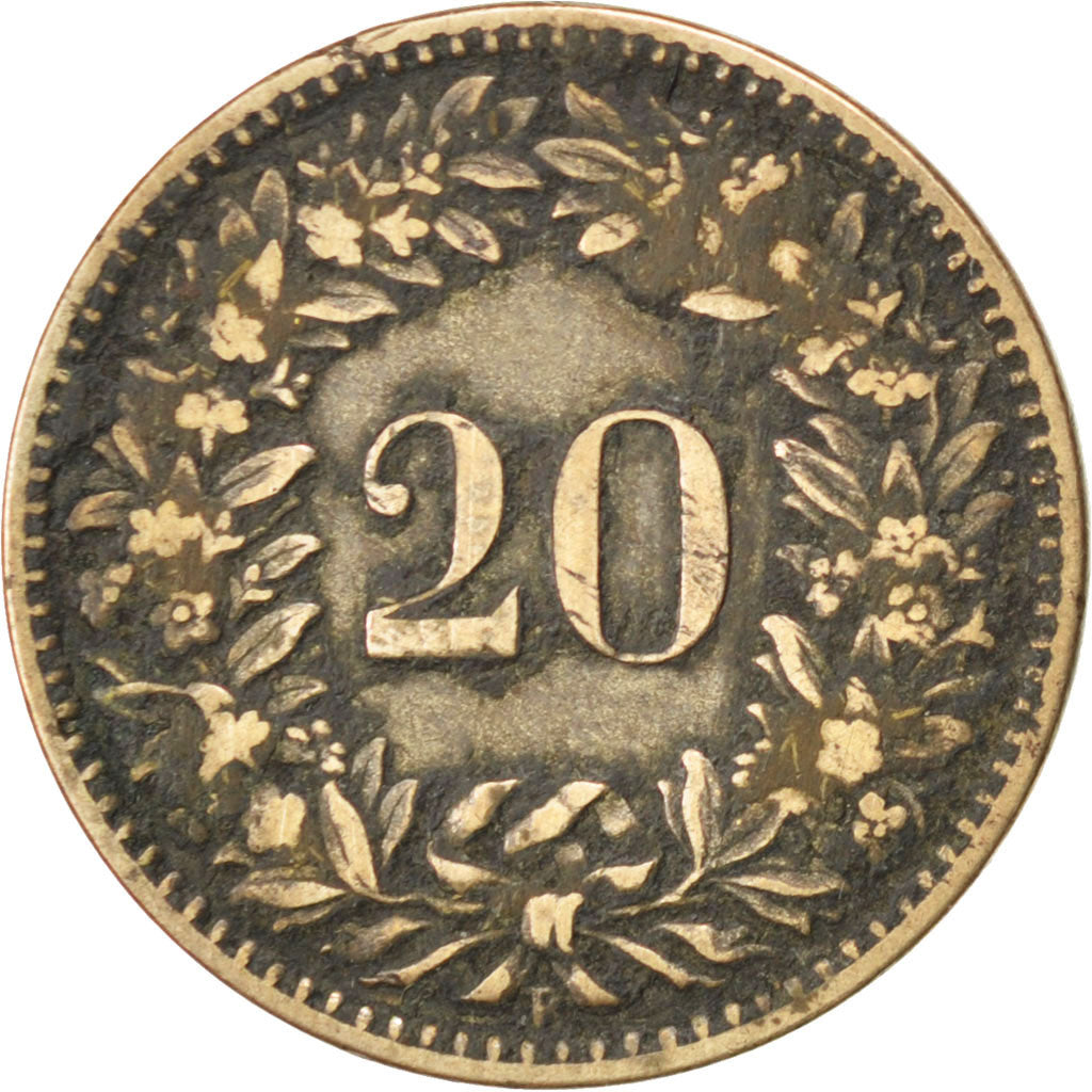 SWITZERLAND, 20 Rappen, 1859, Bern, KM #7, EF(40-45), Billon, 3.23
