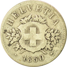 Moneta, Szwajcaria, 20 Rappen, 1850, Strasbourg, VF(20-25), Bilon, KM:7