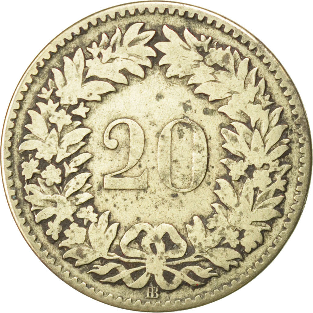 Coin, Switzerland, 20 Rappen, 1850, Strasbourg, VF(20-25), Billon, KM:7