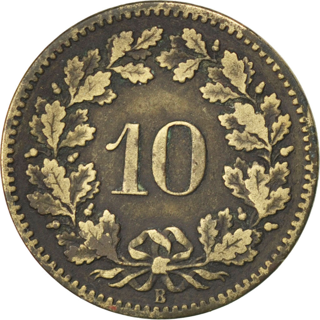 SWITZERLAND, 10 Rappen, 1871, Bern, KM #6, VF(30-35), Billon, 19.23, 2.32