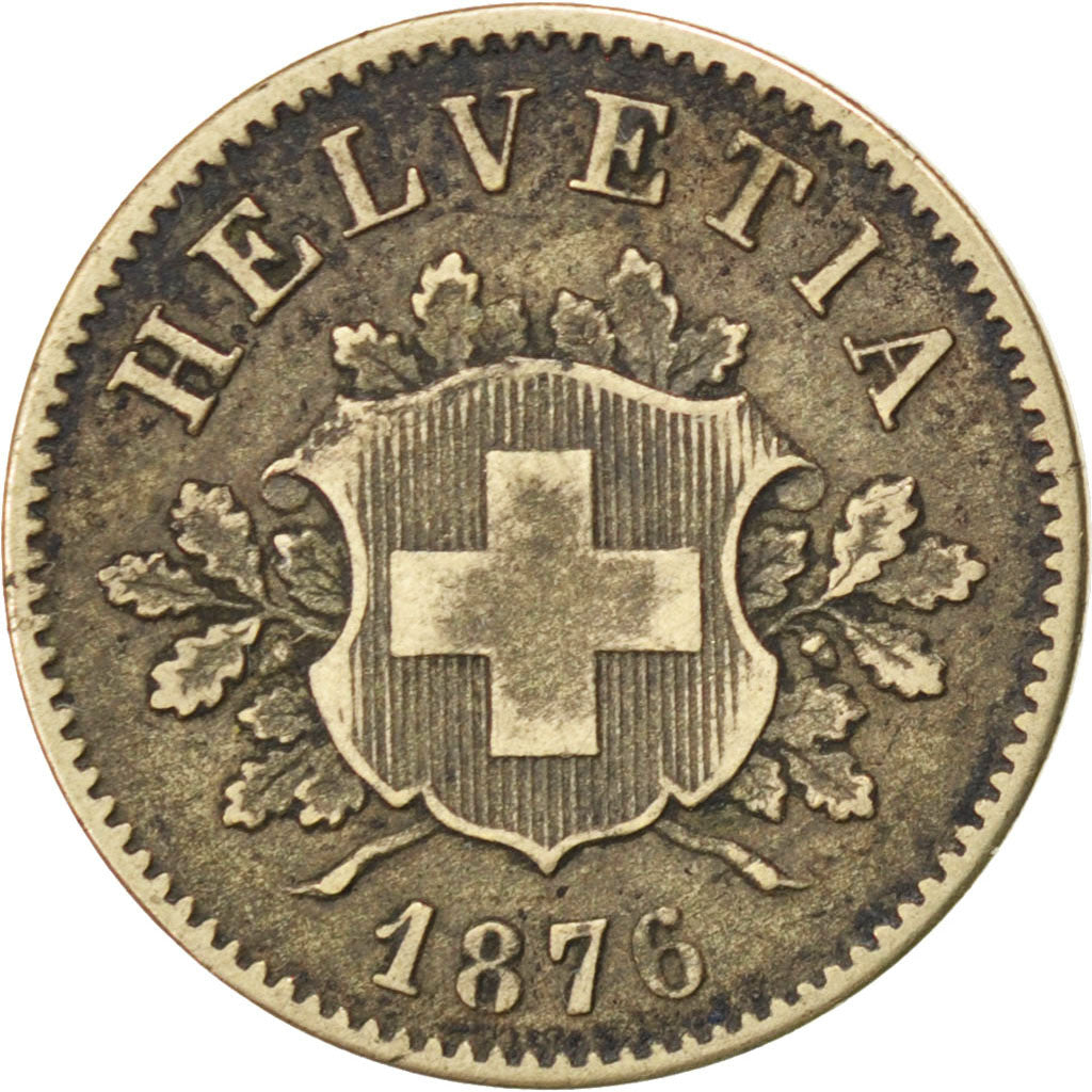 SWITZERLAND, 10 Rappen, 1876, Bern, KM #6, EF(40-45), Billon, 19.23, 2.51