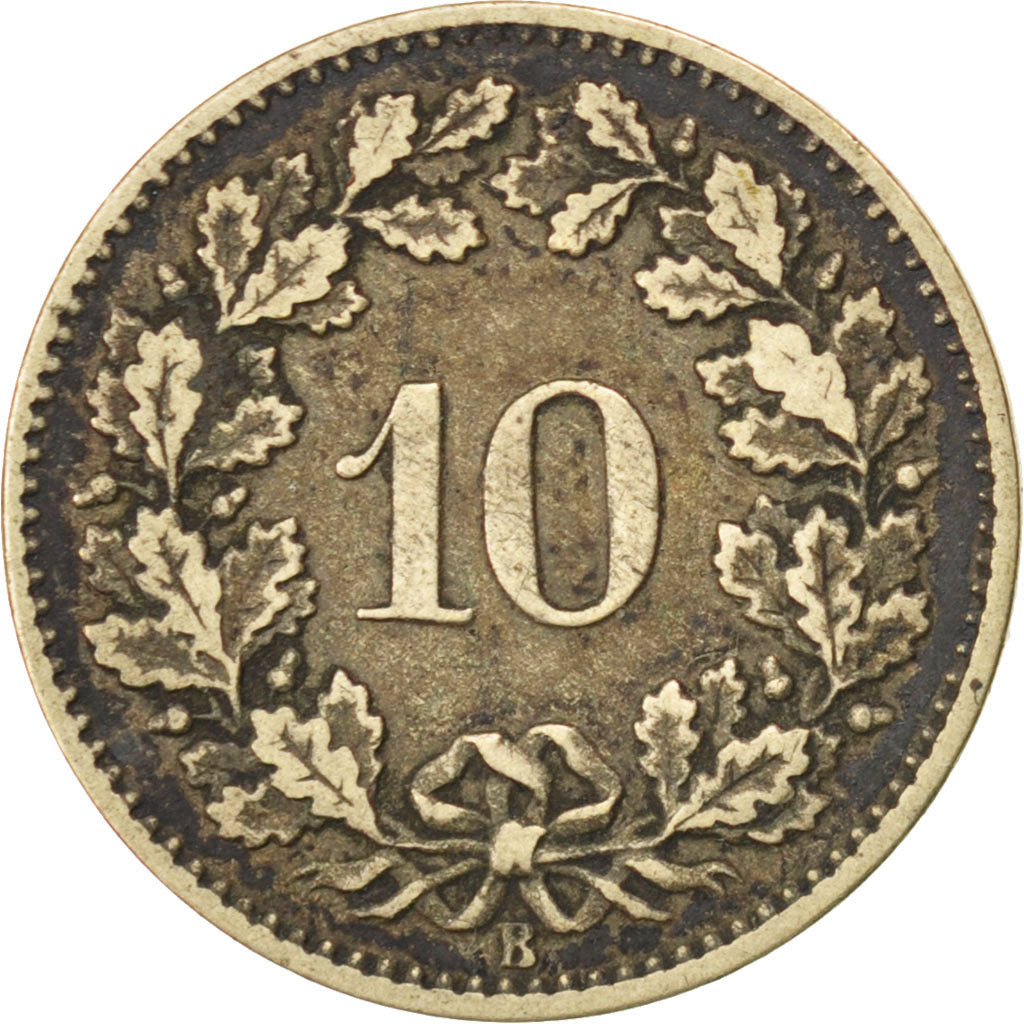 SWITZERLAND, 10 Rappen, 1876, Bern, KM #6, EF(40-45), Billon, 19.23, 2.51