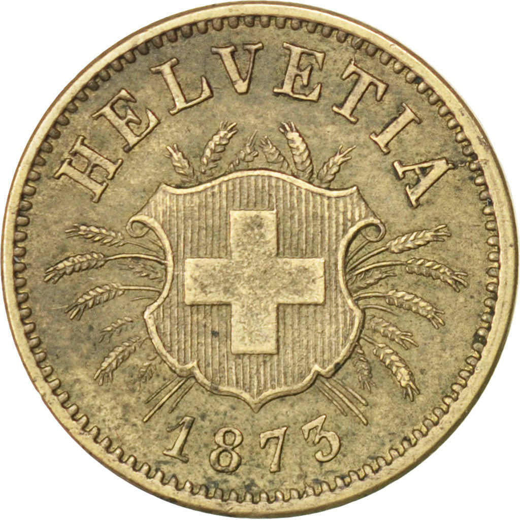 SWITZERLAND, 5 Rappen, 1873, Bern, KM #5, EF(40-45), Billon, 1.70