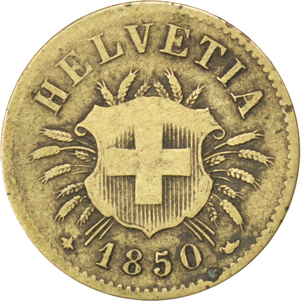 Coin, Switzerland, 5 Rappen, 1850, Strasbourg, VF(20-25), Billon, KM:5