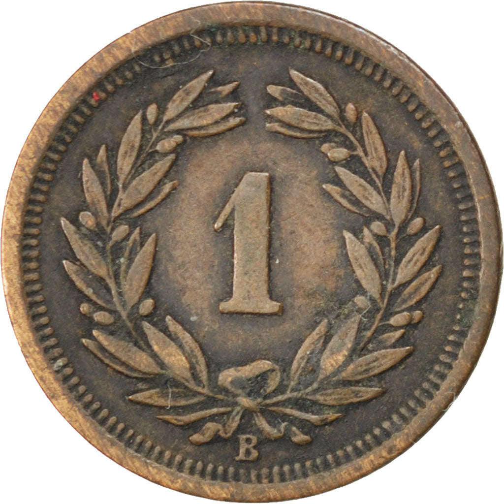 SWITZERLAND, Rappen, 1895, Bern, KM #3.1, EF(40-45), Bronze, 1.47