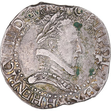 Monnaie, France, Henri III, 1/2 Franc au col plat, 1588, La Rochelle, TTB