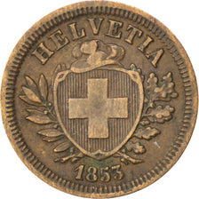 SWITZERLAND, Rappen, 1853, Bern, KM #3.1, EF(40-45), Bronze, 1.49