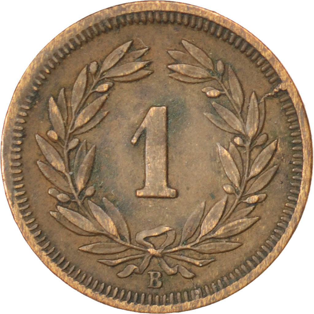 SWITZERLAND, Rappen, 1853, Bern, KM #3.1, EF(40-45), Bronze, 1.49