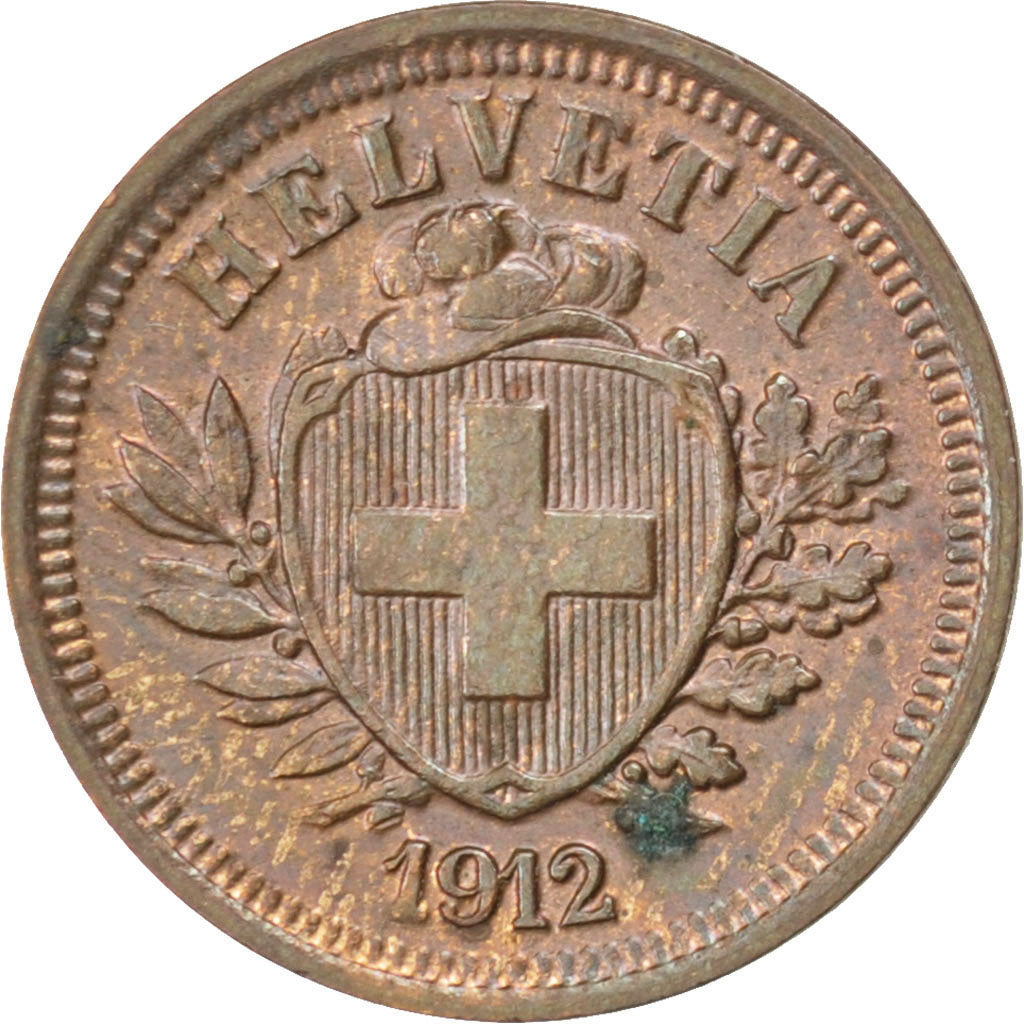 SWITZERLAND, Rappen, 1912, Bern, KM #3.2, AU(55-58), Bronze, 16, 1.49