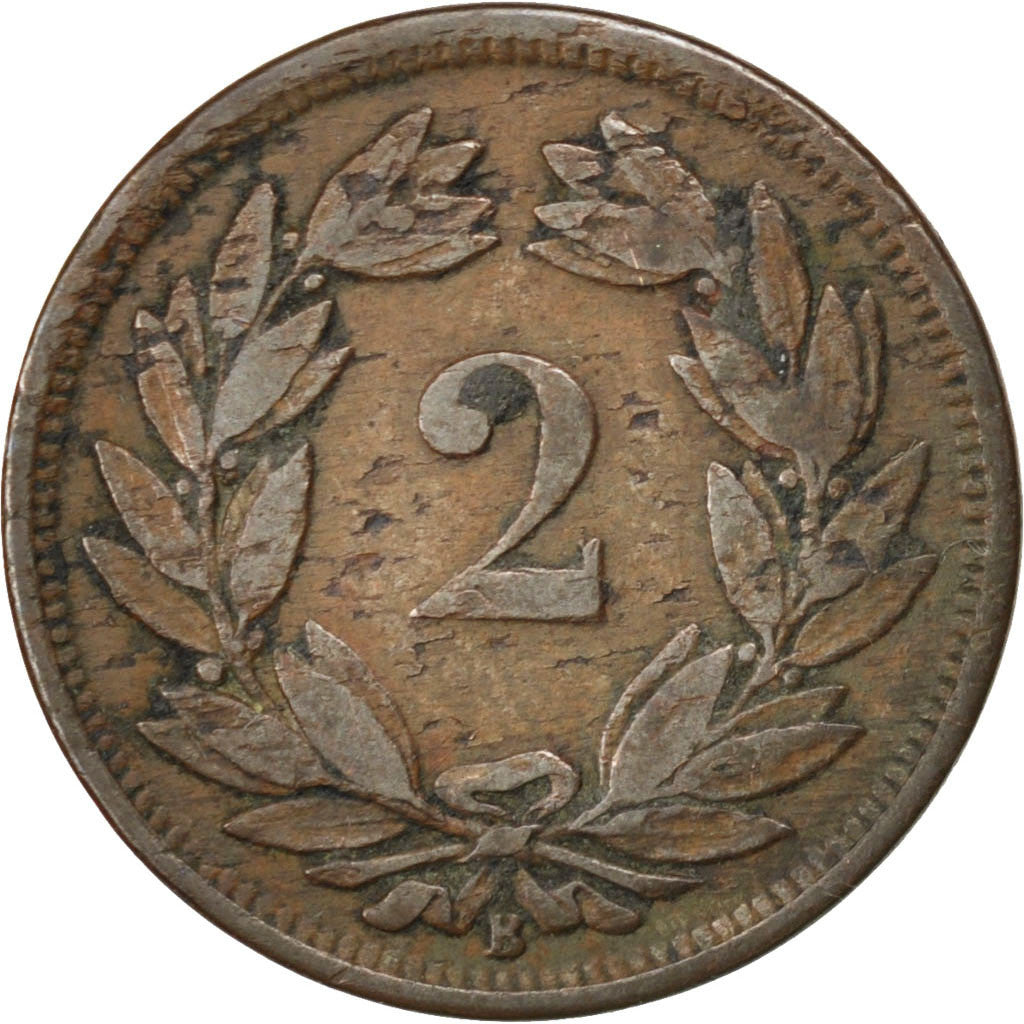 Coin, Switzerland, 2 Rappen, 1870, Bern, EF(40-45), Bronze, KM:4.1