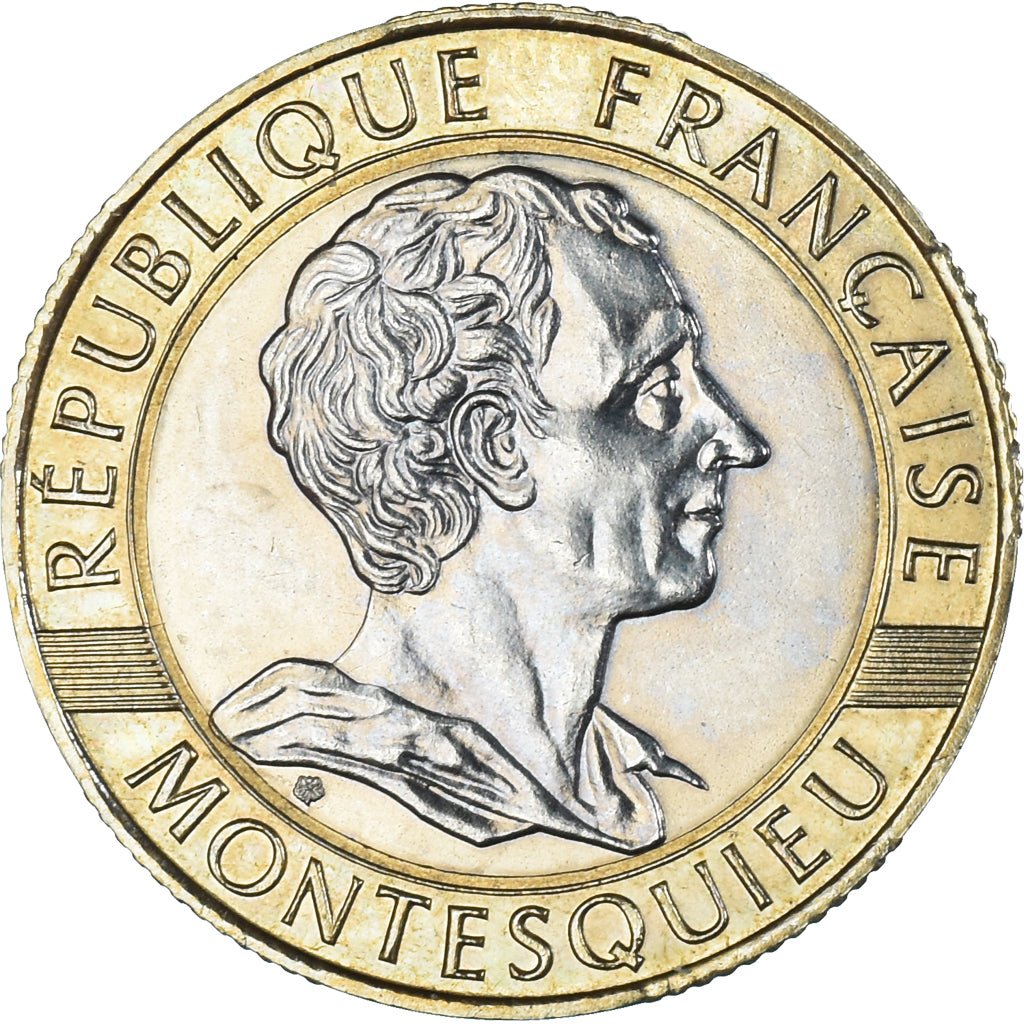 Coin, France, Montesquieu, 10 Francs, 1989, AU(55-58), Bi-Metallic, KM:969