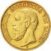 German States, 20 Mark, 1894, Stuttgart, KM #270, AU(50-53), Gold, 7.95