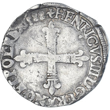Monnaie, France, Henri III, 1/4 Ecu, 1588, Nantes, TB+, Argent, Gadoury:494