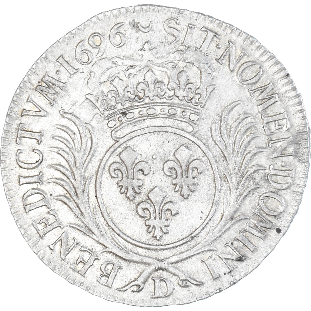 Coin, France, Louis XIV, 1/2 Ecu aux palmes, 1696, Lyon, réformé, AU(50-53)