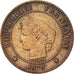 FRANCE, Cérès, 2 Centimes, 1879, Paris, KM #827.1, EF(40-45), Bronze, 20.2, G...