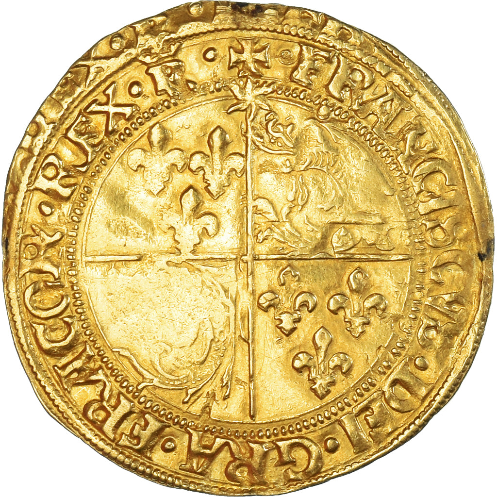 Moneta, Francja, François Ier, Ecu d'or au soleil du Dauphiné, 1519-1522