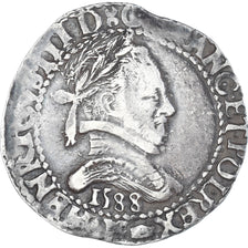 Münze, Frankreich, Henri III, 1/2 Franc au col plat, 1588, Bordeaux, SS