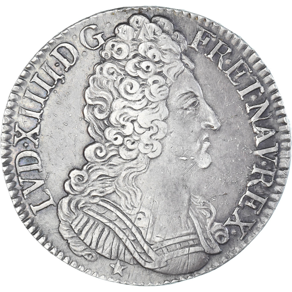 Coin, France, Louis XIV, Ecu aux 3 couronnes, 1710, Montpellier, AU(50-53)