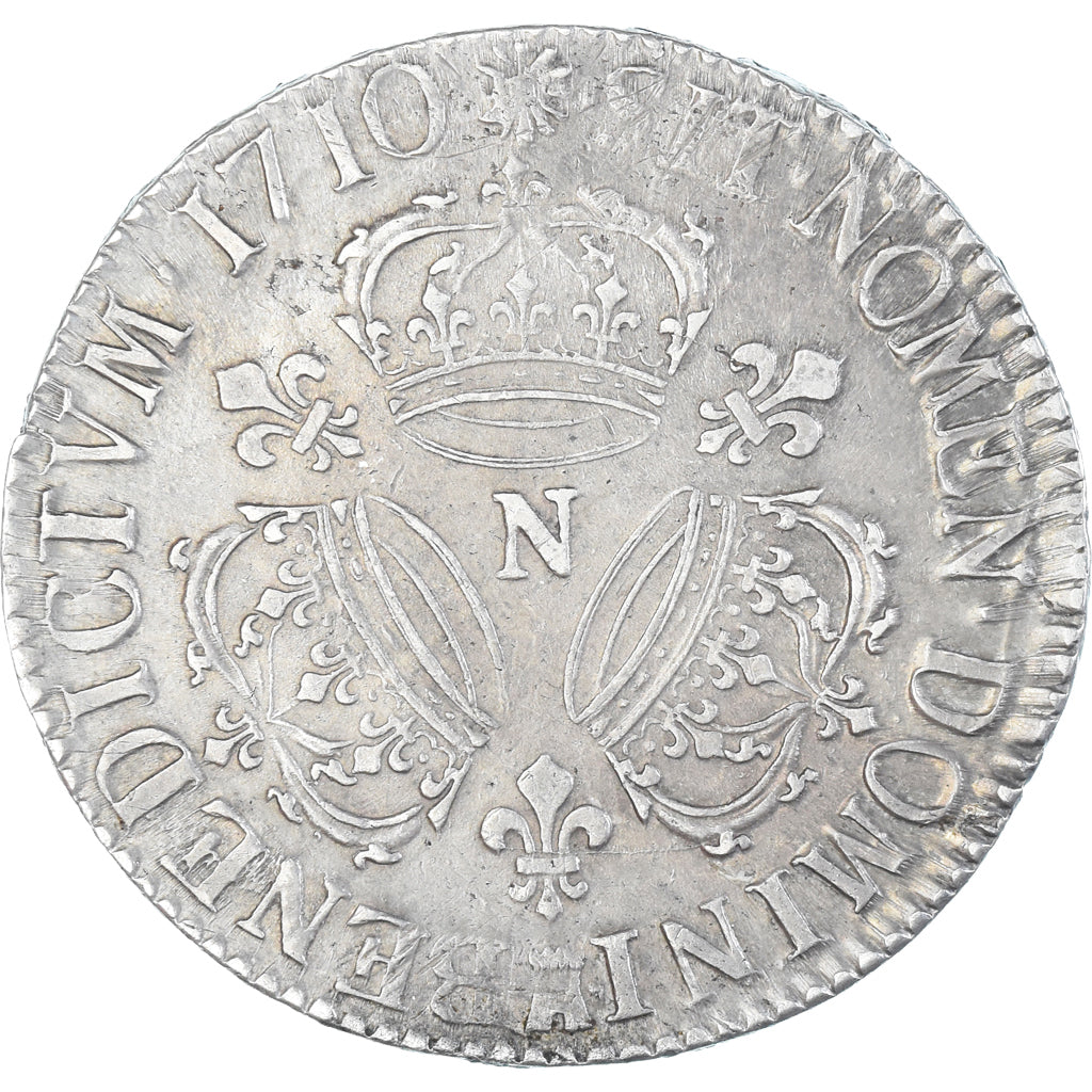 Coin, France, Louis XIV, Ecu aux 3 couronnes, 1710, Montpellier, AU(50-53)