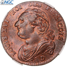 Monnaie, France, Louis XVI, 12 deniers françois, 1791 / AN 3, Lyon, 2e semestre