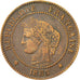 FRANCE, Cérès, 2 Centimes, 1885, Paris, KM #827.1, EF(40-45), Bronze, 20.2, G...
