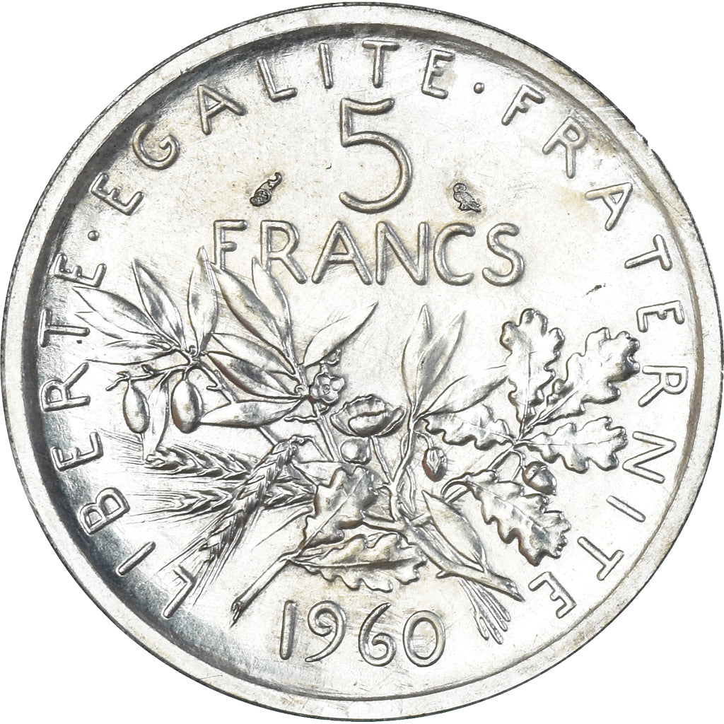 Moneda, Francia, Semeuse, 5 Francs, 1960, Monnaie de Paris, Piéfort, FDC