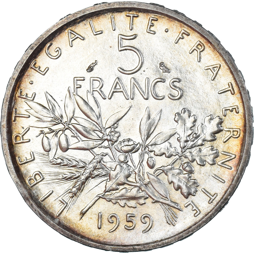 Moneda, Francia, Semeuse, 5 Francs, 1959, Monnaie de Paris, ESSAI, petit 5, FDC