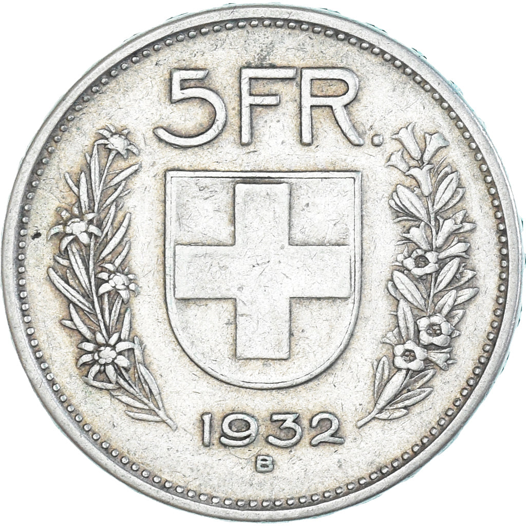 Coin, Switzerland, 5 Francs, 1932, Bern, EF(40-45), Silver, KM:40