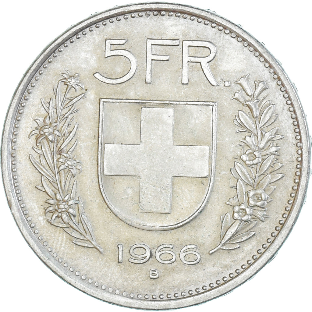 Coin, Switzerland, 5 Francs, 1966, Bern, AU(50-53), Silver, KM:40