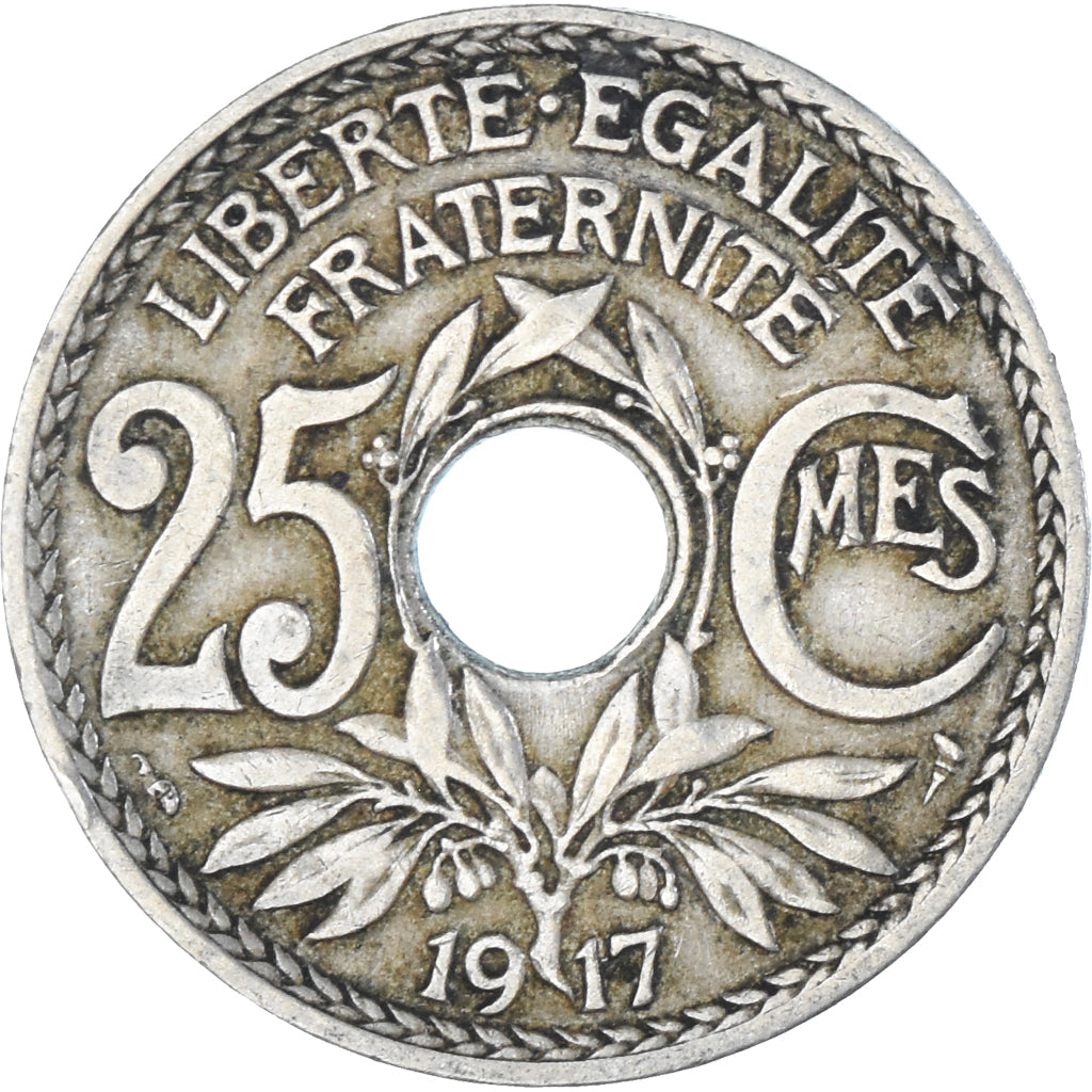 Moneta, Francia, Lindauer, 25 Centimes, 1917, BB, Rame-nichel, KM:867a