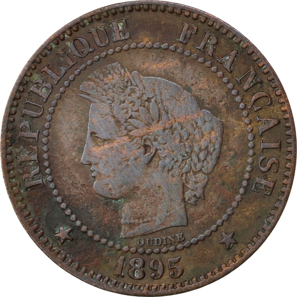 Francia, Cérès, 2 Centimes, 1895, Paris, BB, Bronzo, KM:827.1, Gadoury:105