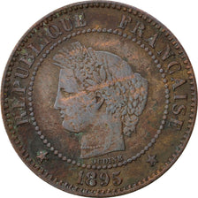 FRANCE, Cérès, 2 Centimes, 1895, Paris, KM #827.1, EF(40-45), Bronze, 20.2, G...