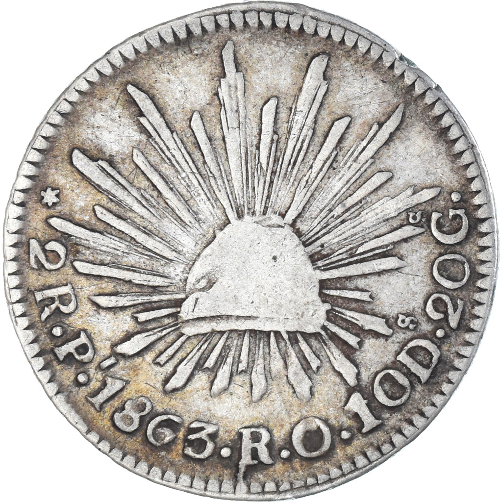 Coin, Mexico, 2 Reales, 1863, San Luis Potosi, VF(30-35), Silver, KM:374.11