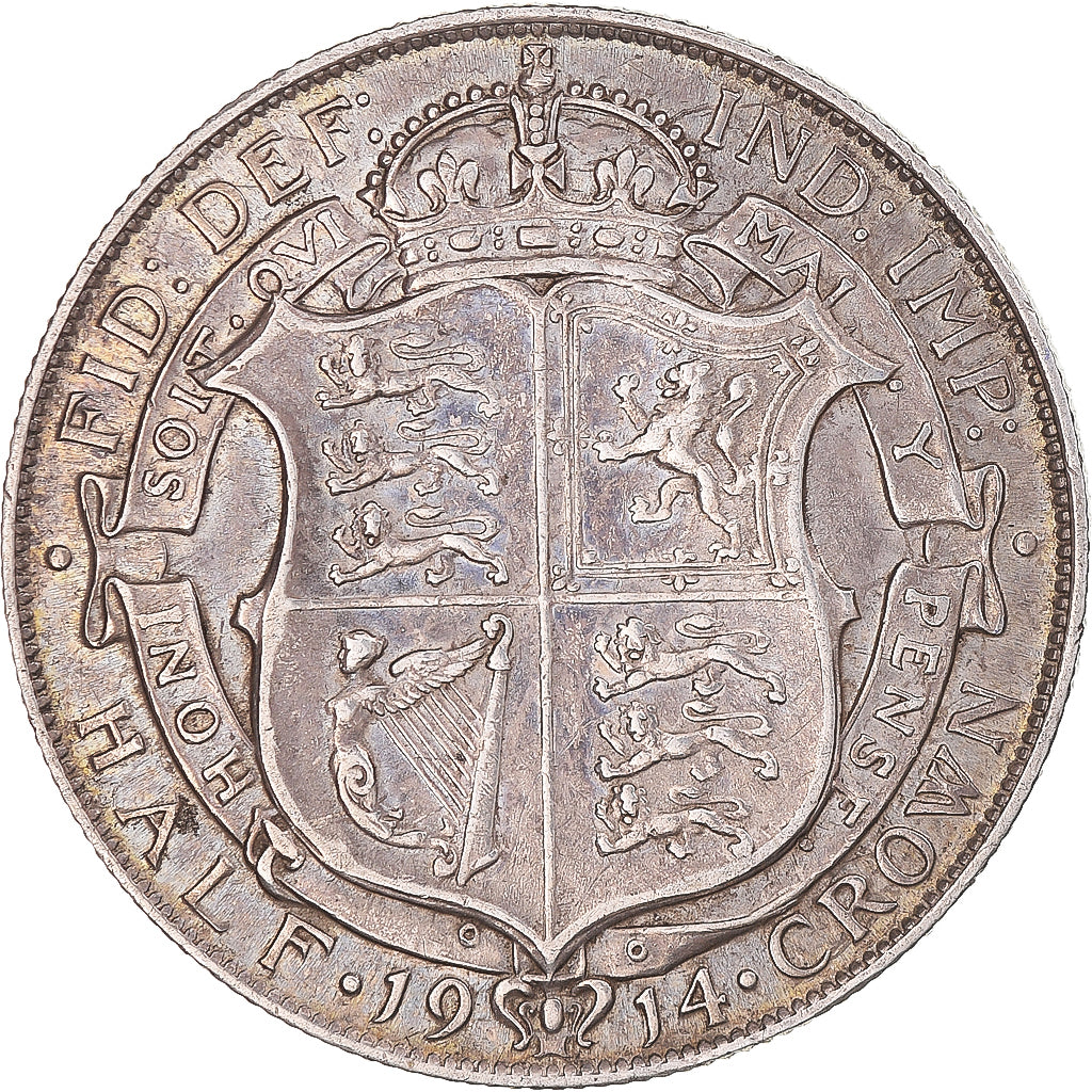 Münze, Großbritannien, George V, 1/2 Crown, 1914, SS, Silber, KM:818.1