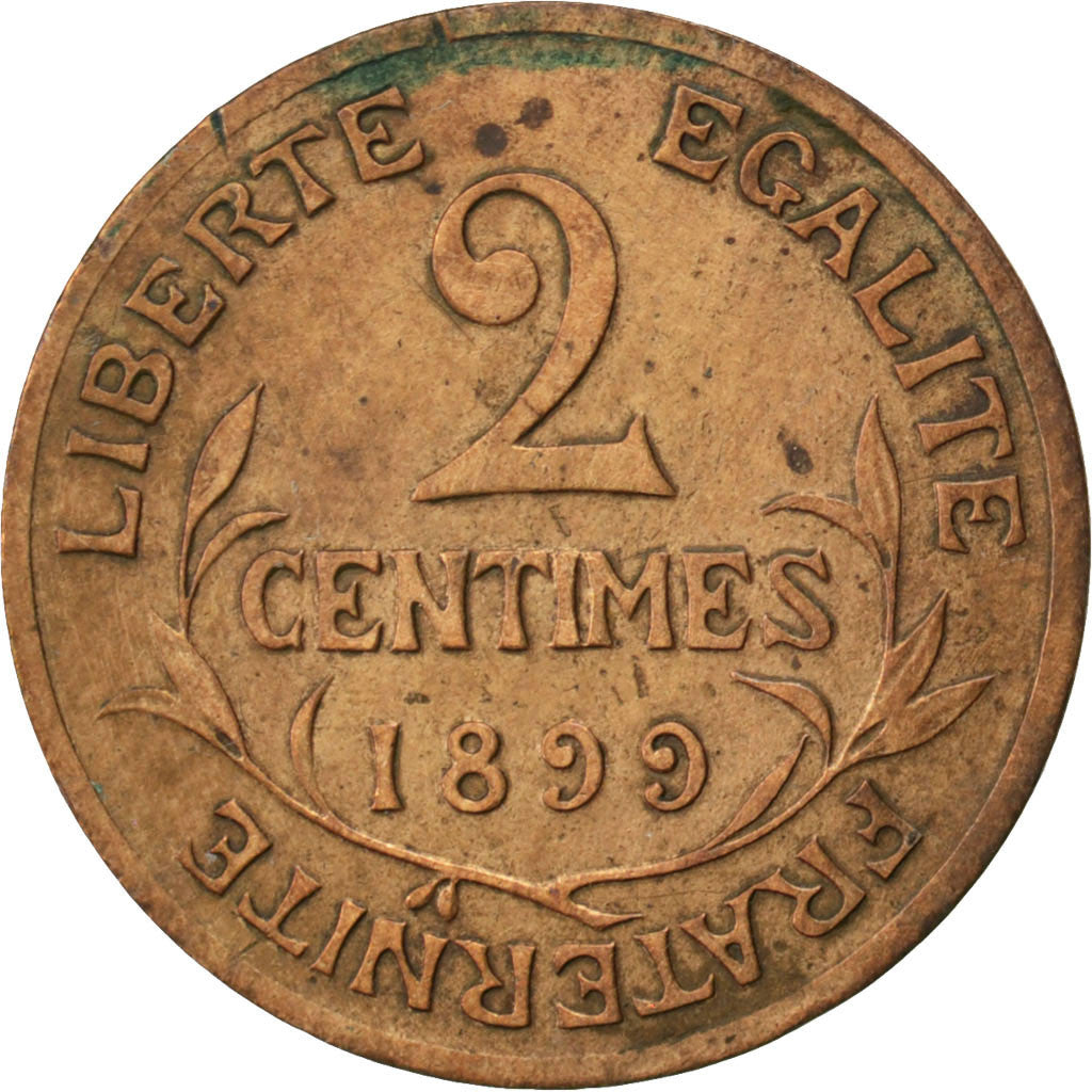 FRANCE, Dupuis, 2 Centimes, 1899, Paris, KM #841, EF(40-45), Bronze, 20.2,...