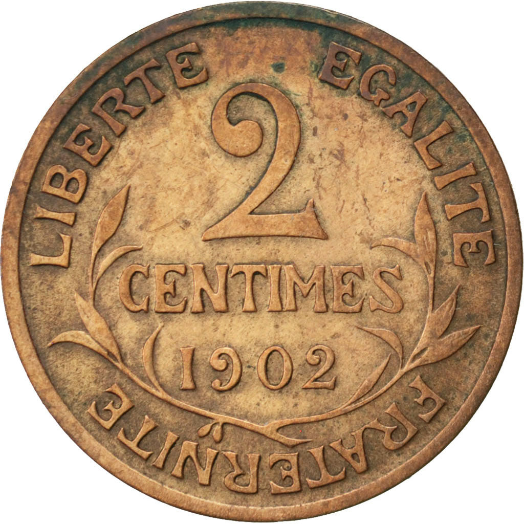 Francia, Dupuis, 2 Centimes, 1902, Paris, MB, Bronzo, KM:841, Gadoury:107