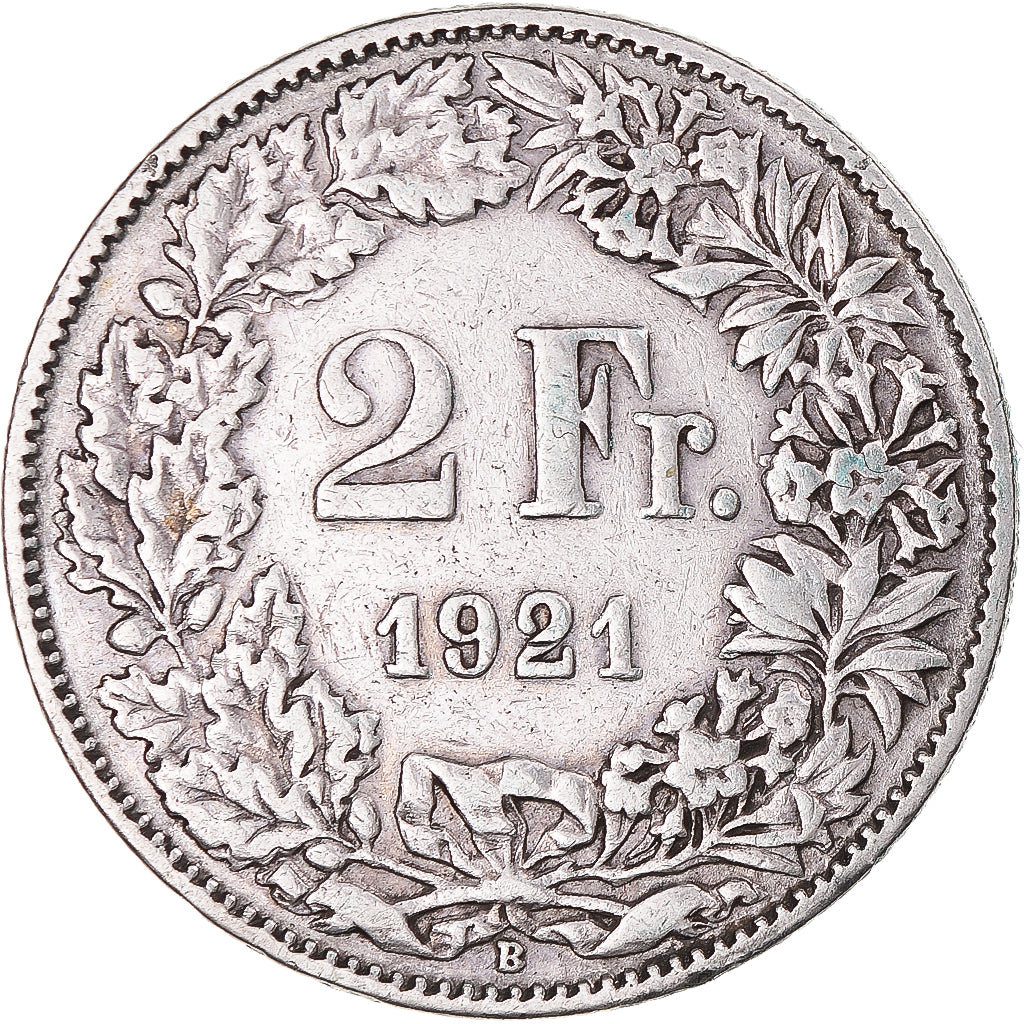 Moneta, Svizzera, 2 Francs, 1921, Bern, MB+, Argento, KM:21