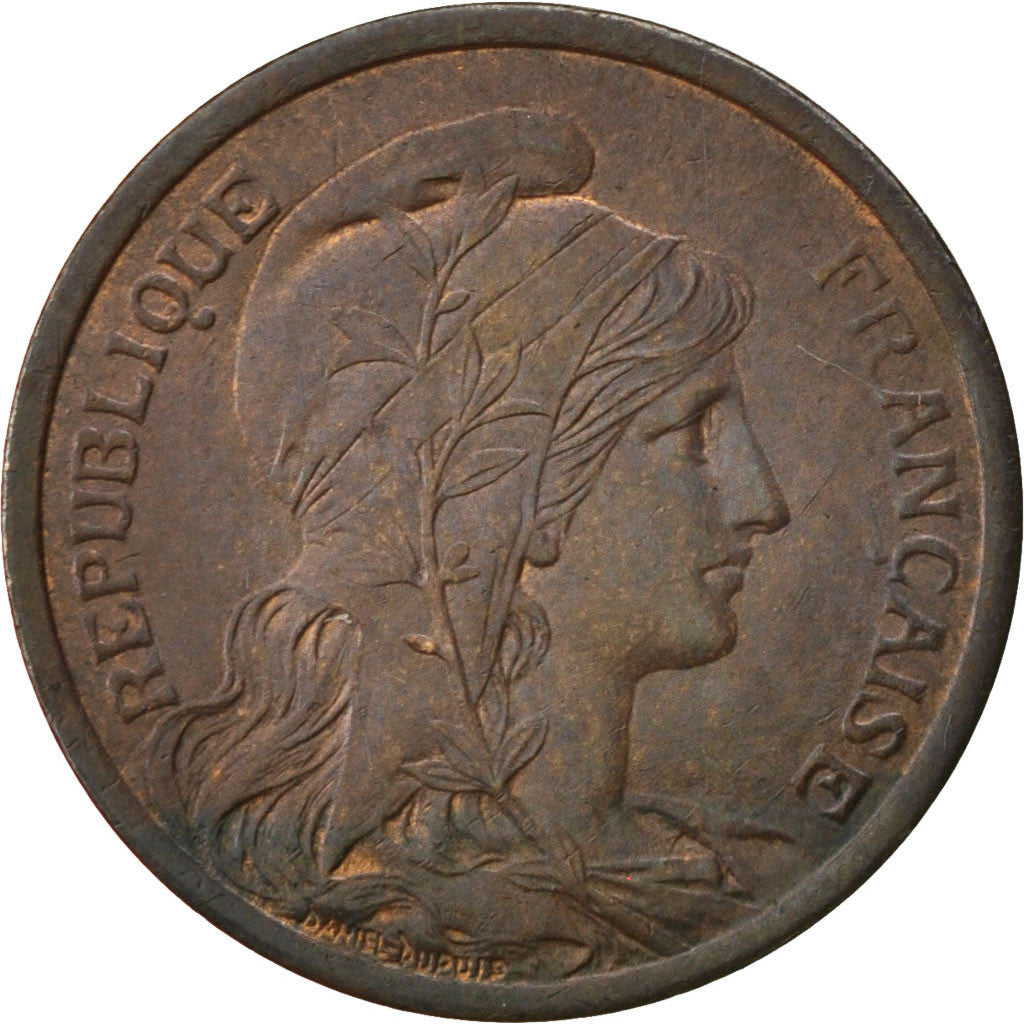 FRANCE, Dupuis, 2 Centimes, 1908, Paris, KM #841, AU(55-58), Bronze, 20.2,...