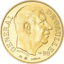 France, Médaille, Général De Gaulle, 1980, Module de 20 francs, FDC, Or
