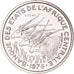 Moeda, Gabão, 50 Francs, 1976, Monnaie de Paris, ENSAIO, MS(65-70), Níquel