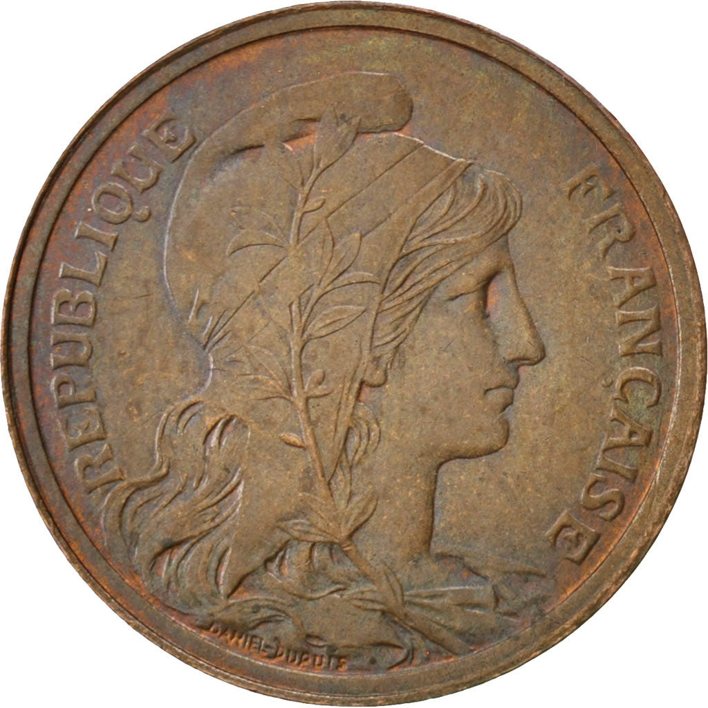 FRANCE, Dupuis, 2 Centimes, 1912, Paris, KM #841, AU(55-58), Bronze, 20.2,...